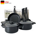 Topfset Kochtopf Set Antihaft Kochgeschirr Set 13-tlg Induktion m/Glasdeckel