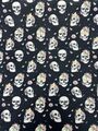 Bio-Baumwolljersey Stoff -Skulls mit Blumen- Schwarz Digitaldruck ab 50cm