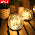 LED Solar Außen Licht mit Leucht Kugel - 12cm - Crackle Bruch Glas Garten Deko