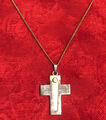 Zarte Halskette vergoldet  mit Kreuz Anhänger 835er Silber Unisex 44 cm lang 