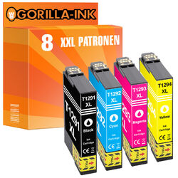 8 Patronen XXL für Epson Stylus GI1291-1294 SX 425 W SX 430 W SX 435 W SX 438 W