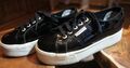 Schuhe Sneaker Lackschuhe Plateau schwarz weiß Gr. 37 Superga