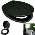 Schwarz Glitzer Toilettensitz Holz MDF starke Chromscharniere mit passenden Loo-Sitzen