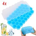 4x Eiswürfelform mit Deckel Silikon Eiswuerfelbehaelter 37 Gitter Ice Tray Cube