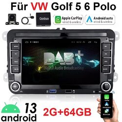 DAB+ 2+64G Android Radio Carplay GPS Navi Für VW Golf 5 6 Polo T5 Touran Passat