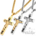 Herren Kreuz-Anhänger aus Edelstahl silber gold Jesus Kreuz Halskette Geschenk