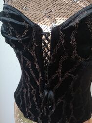 Corsage/Bustier/Top mit String von Chantelle,  Samt schwarz-braun, Größe 75 B