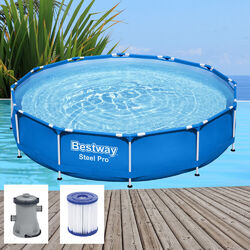 Bestway Steel Pro Pool Set Ø366x76 cm mit Filterpumpe Gartenpool Kinder 56681