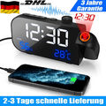 LED FM Radiowecker mit Projektion Digital Dimmbar Tischuhr Dual Alarm USB Wecker