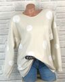 Damen Strick Pullover Pulli Weich Strickpullover Punkte 38 40 42 Beige 81253