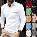 Herren Langarm Poloshirt Polohemd Longsleeve Freizeitshirt Hemden Oberteile Tops