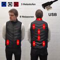 9-Zonen Heizweste USB Beheizbare Weste Heizjacke Beheizt Wärmeweste Damen Herren