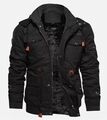 Herren Winter Fleece gefütterte Jacke mit Kapuze warm lässig taktischer Mantel