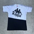 KAPPA Herren T-Shirt Gr. L  Regular Fit 90er Muster Logo Retro 5913 Schwarz Weiß