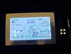 BALDR Wetterstation Funk mit Außensensor, Digital DCF-Funkuhr Innen/Außen C°