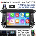 Autoradio Android 14 Für VW GOLF 5 6 Passat Tiguan 2+32G CarPlay DAB+ Kam BT Nav