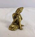 Vintage Messing Buddha ruhender schlafender Kopf auf Knie Ornament Sammlerstück klein