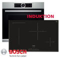 Induktion Herd Set BOSCH Autark Backofen Silber + Kochfeld 80cm Breit NEU&OVP