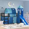 Kinderhochbett mit Turm Bett Hochbett Spielbett Kinderbett Massivholz vidaXL