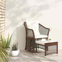 2-tlg. Garten-Lounge-Set mit Kissen Braun Poly Rattan