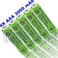 4X  Akku AAA 3000 mAh AAA Akku mAh Wiederaufladbare Fernbedienung Batterien