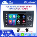 CarPlay DAB+ Android 14.0 Autoradio GPS Für Audi A4 S4 RS4 8E B6 B7 RDS SWX 64GB