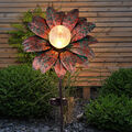 LED Solar Steck Leuchte rost Glas Strahler Crackle Kugel Lampe Garten Deko Blume