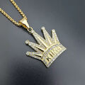 Kette Halskette Krone Crown King HipHop Gold Look Zink Anhänger Zirkonia