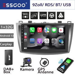 DAB+ Android 13 Carplay Autoradio BT GPS NAVI RDS KAM Für 2DIN Mazda 3 2010-2013