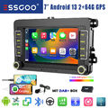 DAB+ 2+64G Autoradio Für VW GOLF 5 6 Polo 6r Touran SKODA Carplay Android 13 GPS