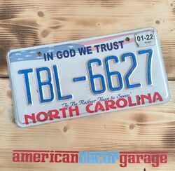 USA Nummernschild*US Kennzeichen*License plate *North Carolina In GOD we Trust*