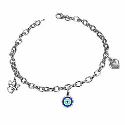 Stabiles Kinder/Mädchen Armband mit 3 Einhänger, Silber925, juwelier Qualität 