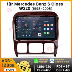 DAB+ Android13 Autoradio GPS CarPlay DSP 6+128GB Für Mercedes Benz S Klasse W220