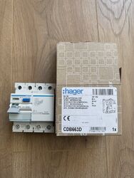 Hager CDB663D 10kA 63A Fehlerstromschutzschalter - 4-Polig FI RCD Typ B+