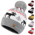 Winter Mütze Herren Beanie Damen Strickmütze Warme Norweger Bommelmütze