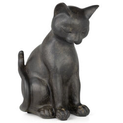 Deko Figur Sitzende Schwarze Müde Katze 20cm Höhe Dekokatze Kater Kantenhocker