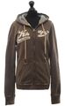 Khujo Damen Sweatjacke Jacke XL braun meliert Zip Kapuze Sweat mit Baumwolle