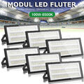 6X 100W LED Fluter Modul Flutlicht Ultra Dünn Garten Scheinwerfer Außenstrahler