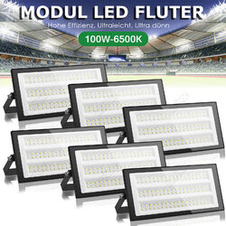 6X 100W LED Fluter Modul Flutlicht Ultra Dünn Garten Scheinwerfer Außenstrahler