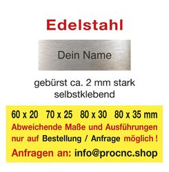 Briefkastenschild Klingelschild Edelstahl  Metall Namensschild Türschild gebürst