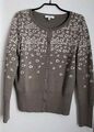 Strickjacke 100 % Merino Schurwolle mit Glitzersteinchen beige  38 Peter Hahn