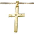 Echt Gold 585 Brillant 0,015 ct Kreuz Anhänger Kinder Erst- Kommunion Baby Taufe