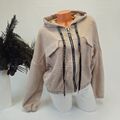Italy Cropped Bomberjacke mit Reißverschluss Samt Cord Jacke 38 40 42 Beige