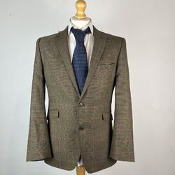 Holland Esquire Blazer Sakko Herren 40R grün kariert Hahnentritt Tweed Style