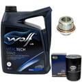 Motoröl Set 5W40 5 Liter + Ölfilter + Ölablassschraube für Audi 80 A4 VW Passat 