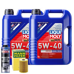 Motoröl 5W40 LIQUI MOLY Diesel High Tech 10L +MANN Ölfilter +Spülung