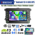 DAB+ 64G 7" Autoradio Für Golf 5 6 Touran Caddy Polo Android 13 Carplay GPS KAM