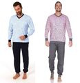 Neu Herren/Männer Schlafanzug/PYJAMA Rot/Blau V-Ausschnitt 100%Baumwolle 0620