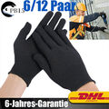 6/12 Paar Arbeitshandschuhe Nylonhandschuhe Montagehandschuhe Garten Schwarz DE