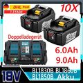 Für Makita Akku 18V 9Ah BL1860B BL1850B BL1840B BL1830B BL1860 Doppelladegerät